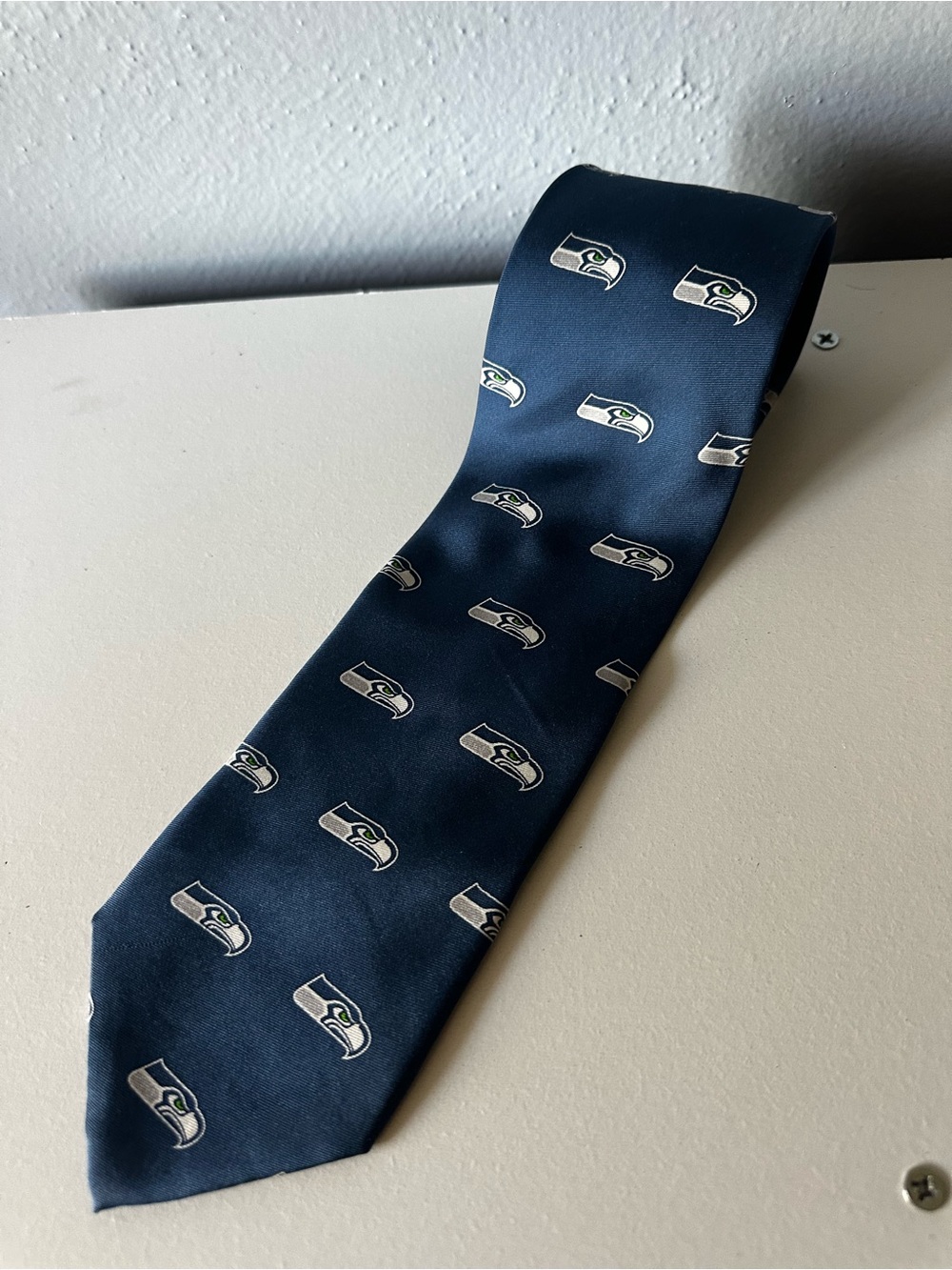 Navy Logo Silk Tie - Men's Team Necktie
